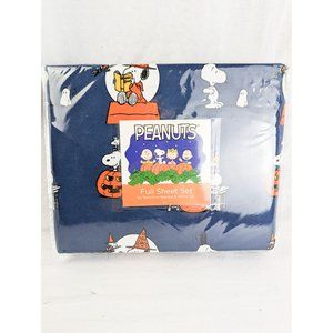 Berkshire Peanuts Navy Blue Snoopy Halloween Pumpkin Spooky Full Sheet Set